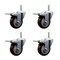 Service Caster 4 Inch Maroon Polyurethane Swivel 34 Inch Threaded Stem Caster Set with Total Lock Brake SCC-TSTTL20S414-PPUB-MRN-34212-4 - alternate 1